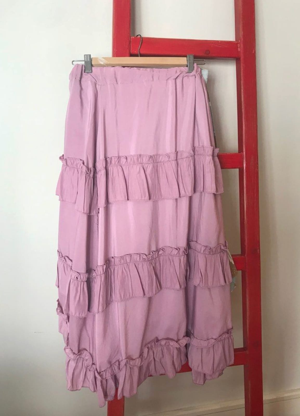 Chic Ruffled Lavender Maxi Skirt