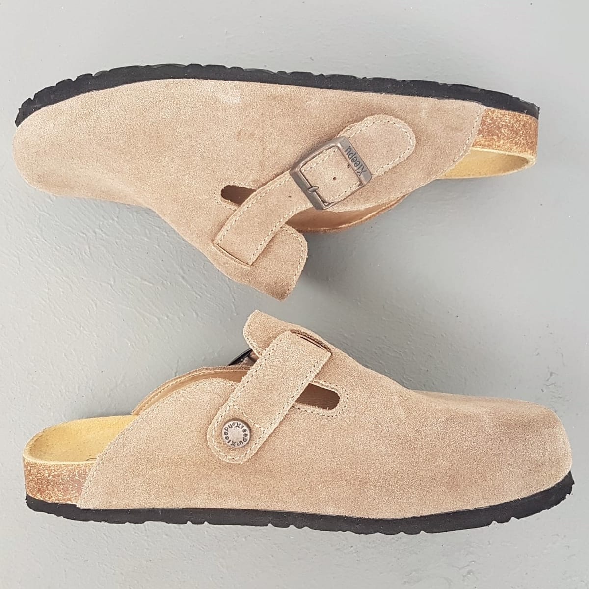 XLEEPU XLEEPU Boston Sandals, Taupe Suede, Soft Studio Shoes, Cosmopolitan, EU 39, Cool Sliders, Slip-On, Clogs, Perfect for Everyday Fashionwear, Birkenstock Style, Sleek Buckle Model, Designer Covered Footwear, Timeless Appeal, Sophistication, Streetwise - Photo 3