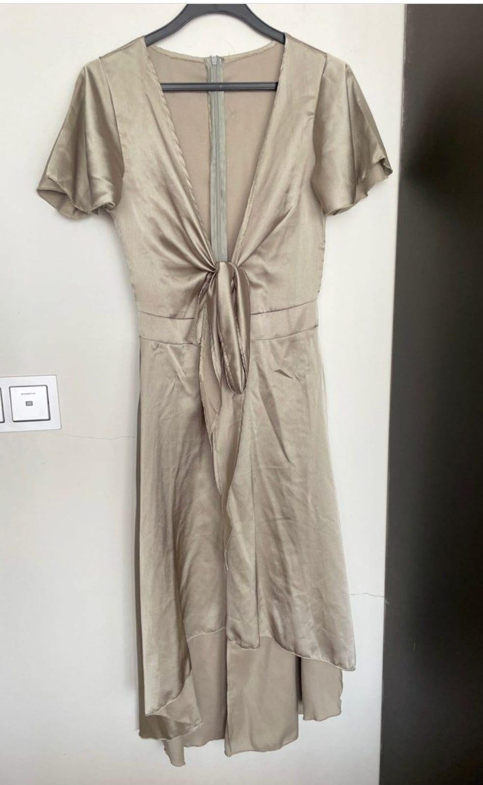 Chic Satin Tie-Front Dress