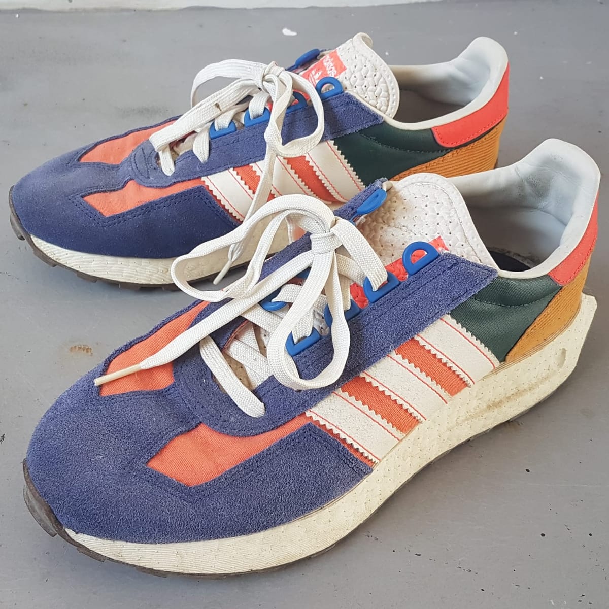 Adidas Retro Adidas RETROPY E5 Racing Boost Sneakers, Multicolor Running Shoes, Cosmopolitan, Blue, White, Orange, US 9, UK 8.5, EU 42.5, JP 270, Sleek Design, Streetwise, Sophistication, Timeless Appeal, Pop Culture, Hip Hop, Rock Star, Urban Style - Photo 9
