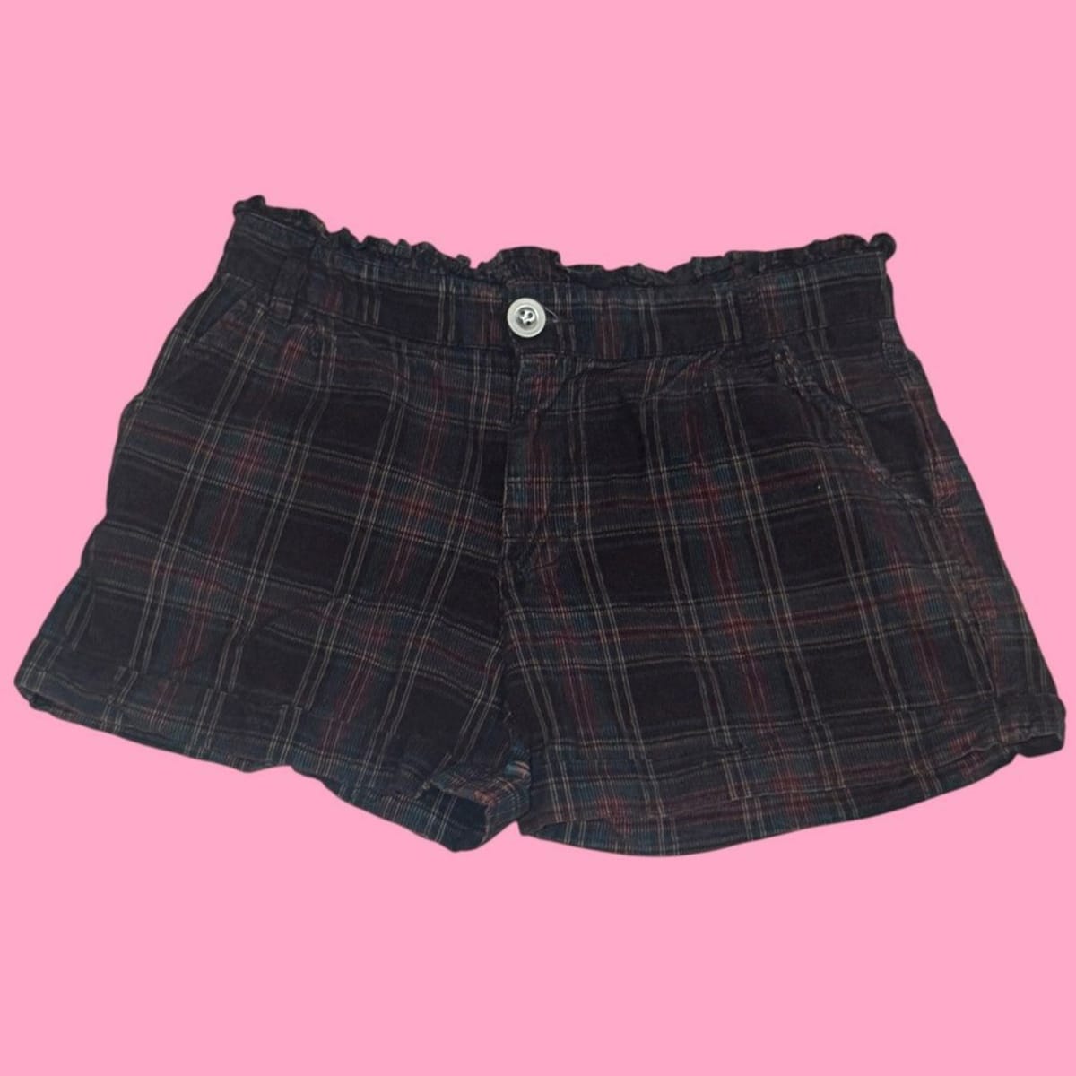 Cute Brown Plaid Ruffle-Trim Shorts