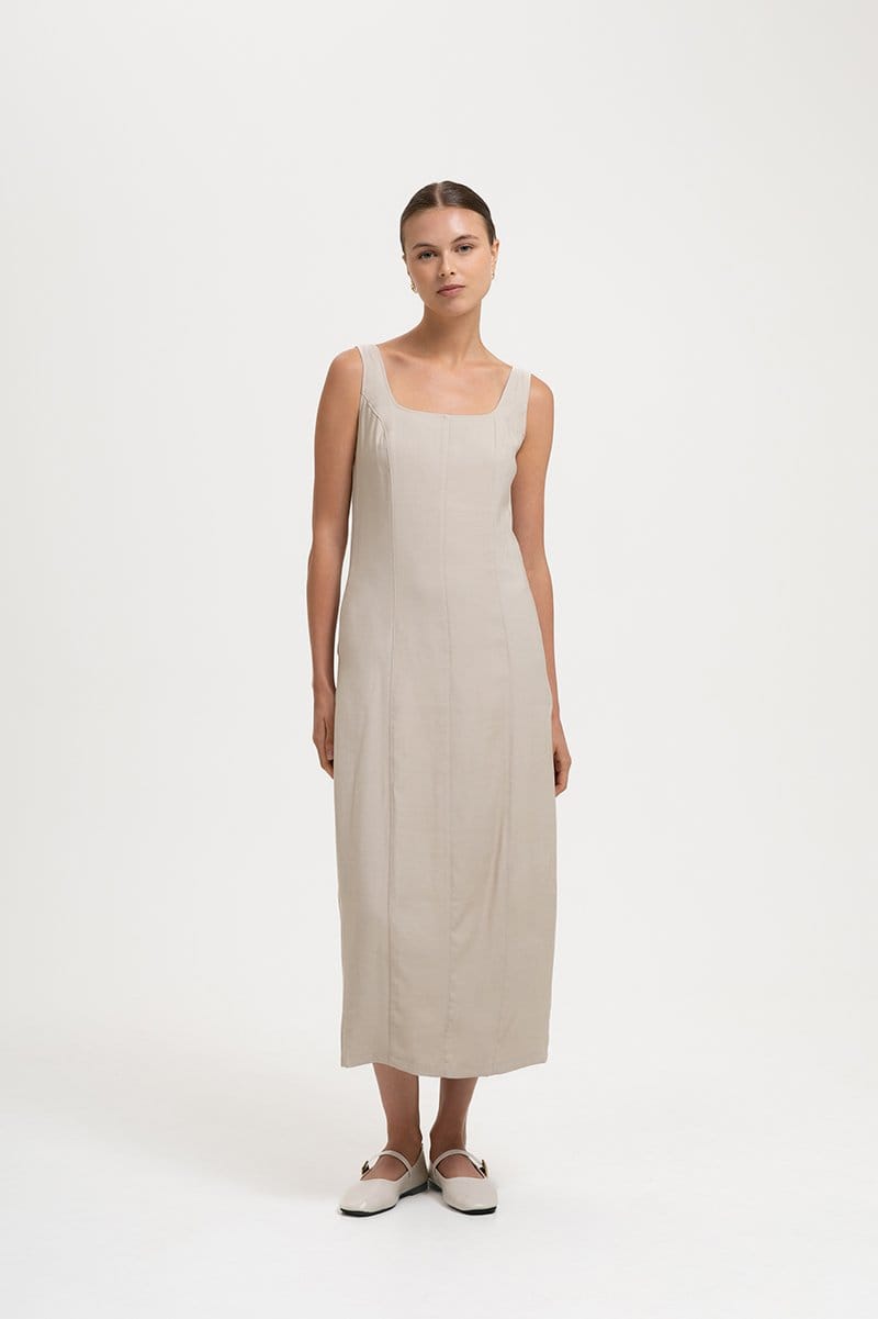 Love and Bravery Sloane Panelled Square Neck Sleeveless Dress