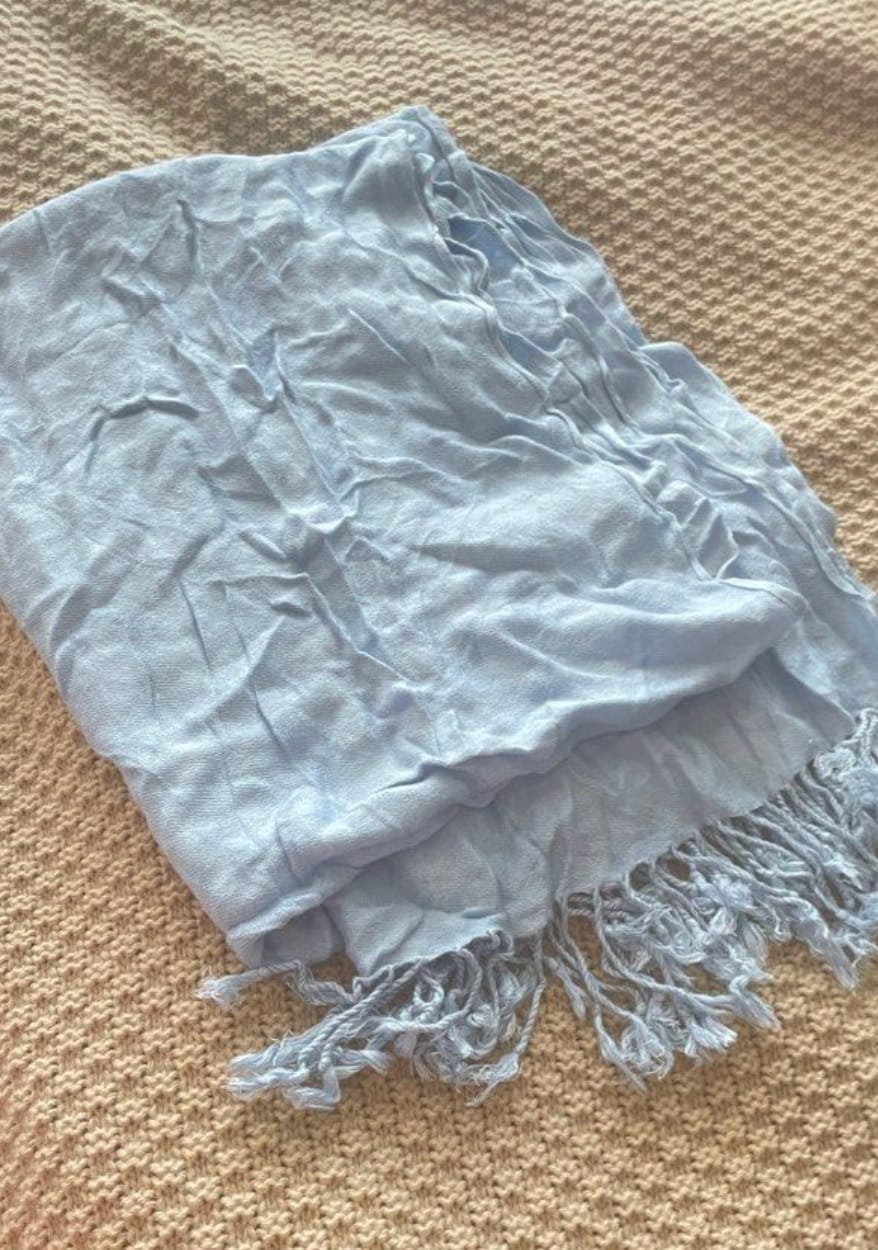 Chic Light Blue Fringe Scarf