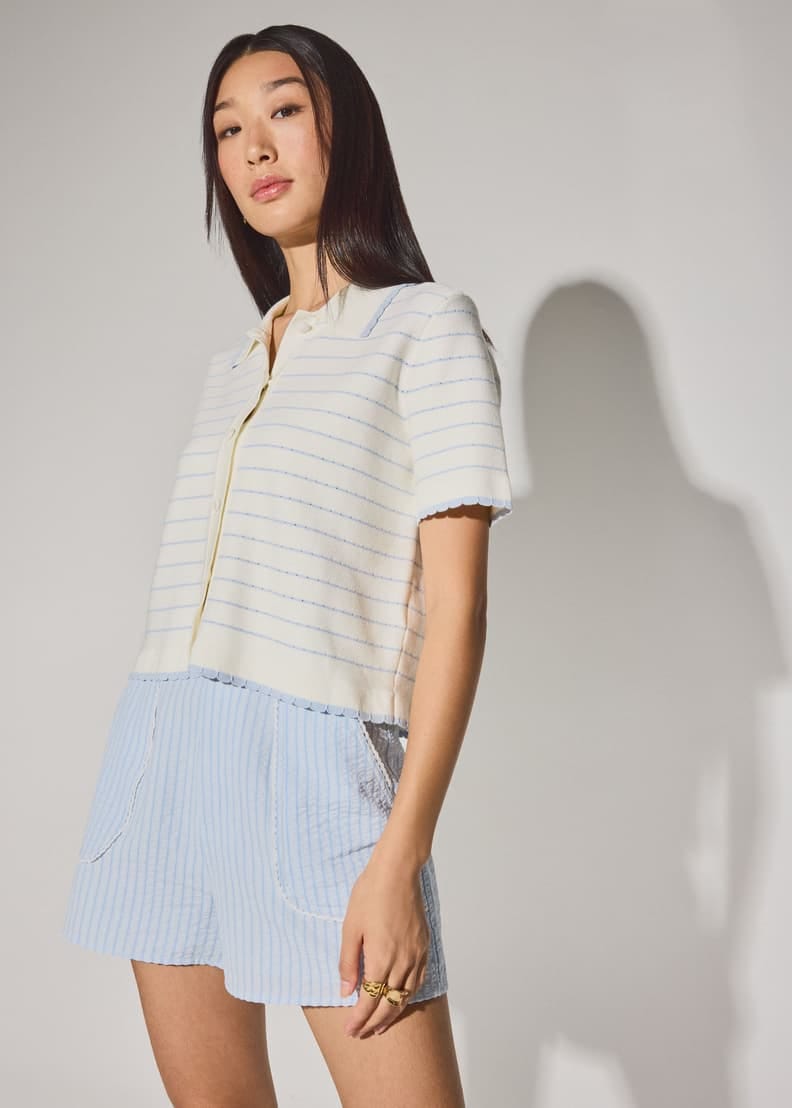 Love, Bonito Love Bonito Relaxed Striped Knit Collared Button Down Top - Photo 2