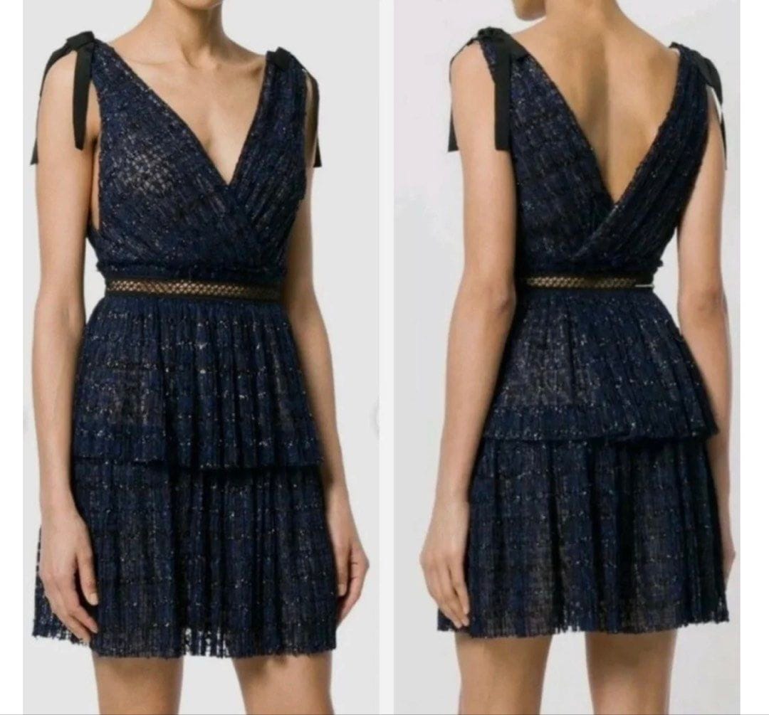 Self Portrait Chic Navy Tiered Dress
