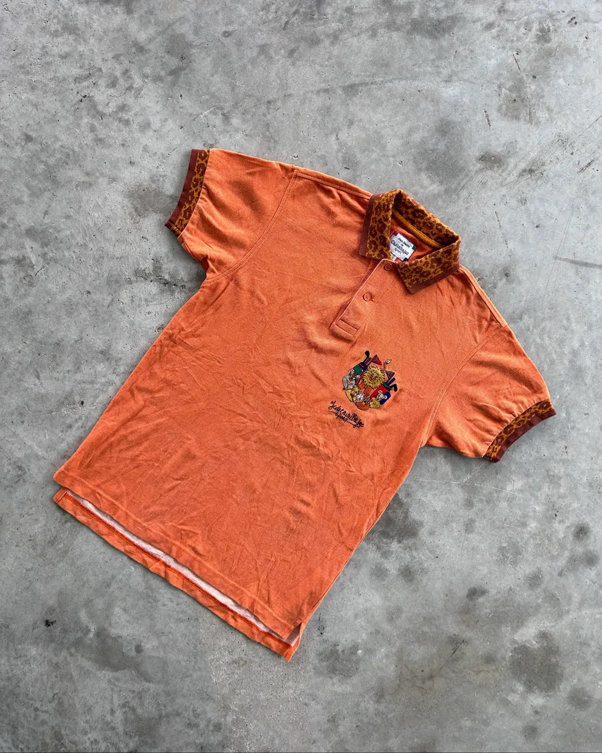 Retro Orange Crest Polo Shirt