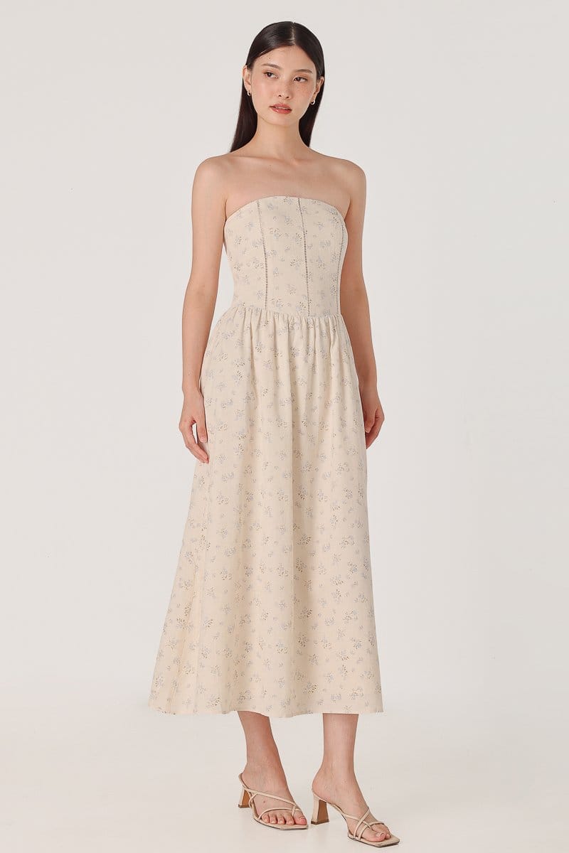 Hartlie Lovet Hartlie Padded Linen Eyelet Insert 2-Way Dress - Photo 4