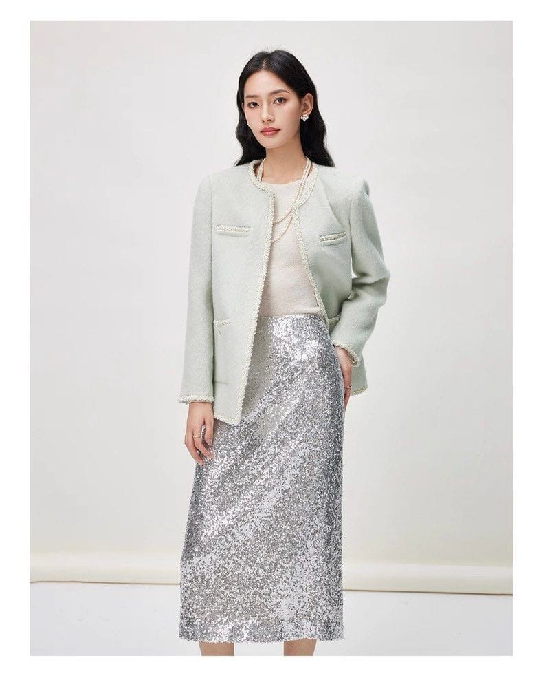 Mandy Zhang Sequined Skirt with High Waist and Hip Covering - Photo 8