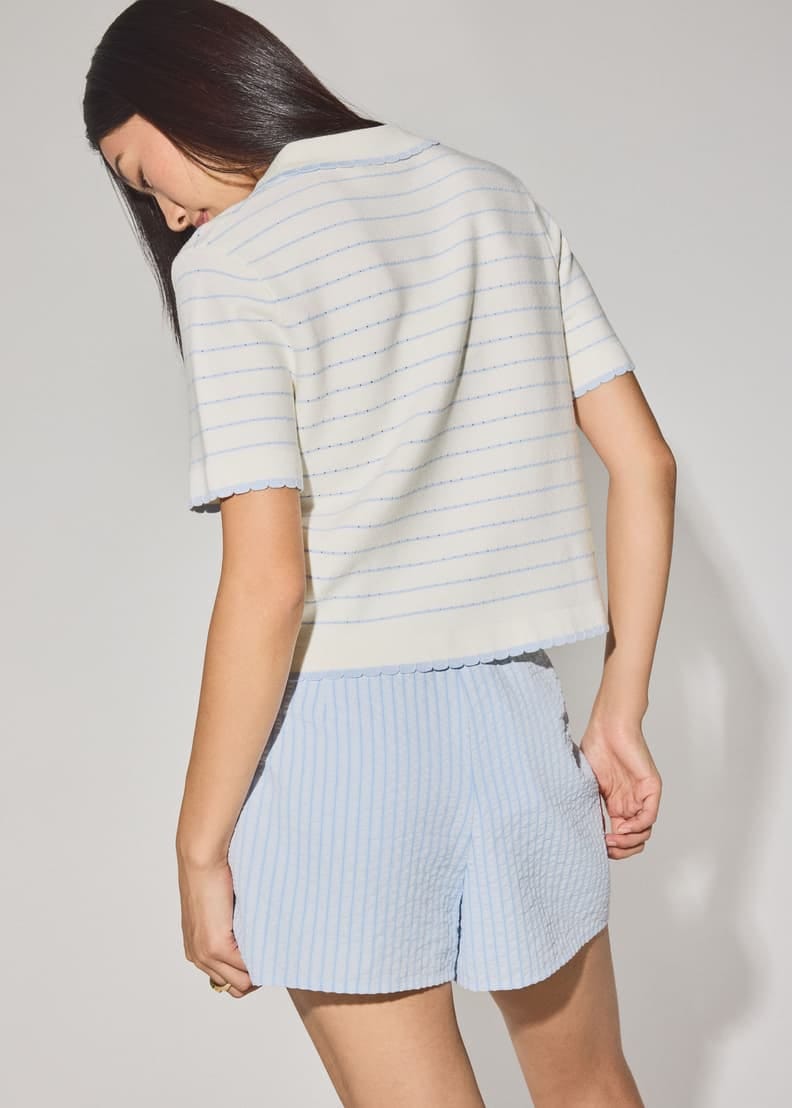 Love, Bonito Love Bonito Relaxed Striped Knit Collared Button Down Top - Photo 3