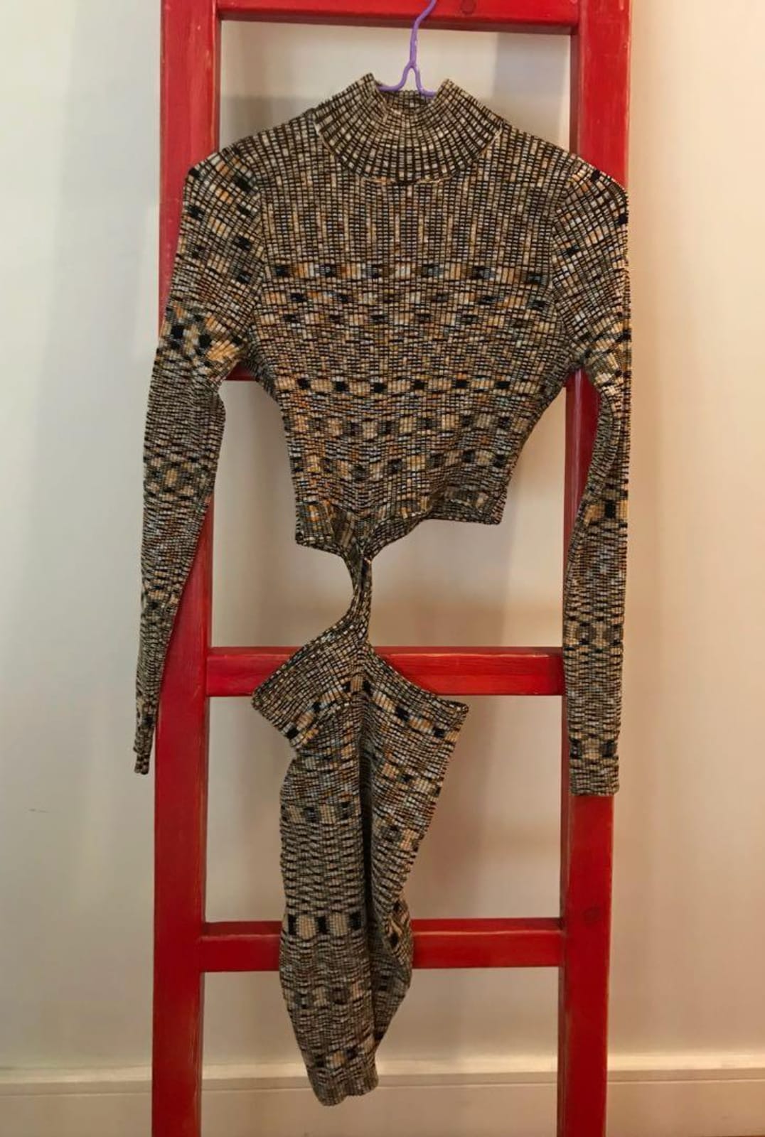 Trendy Patterned Cut-Out Knit Jumpsuit - As worn by celebrity
