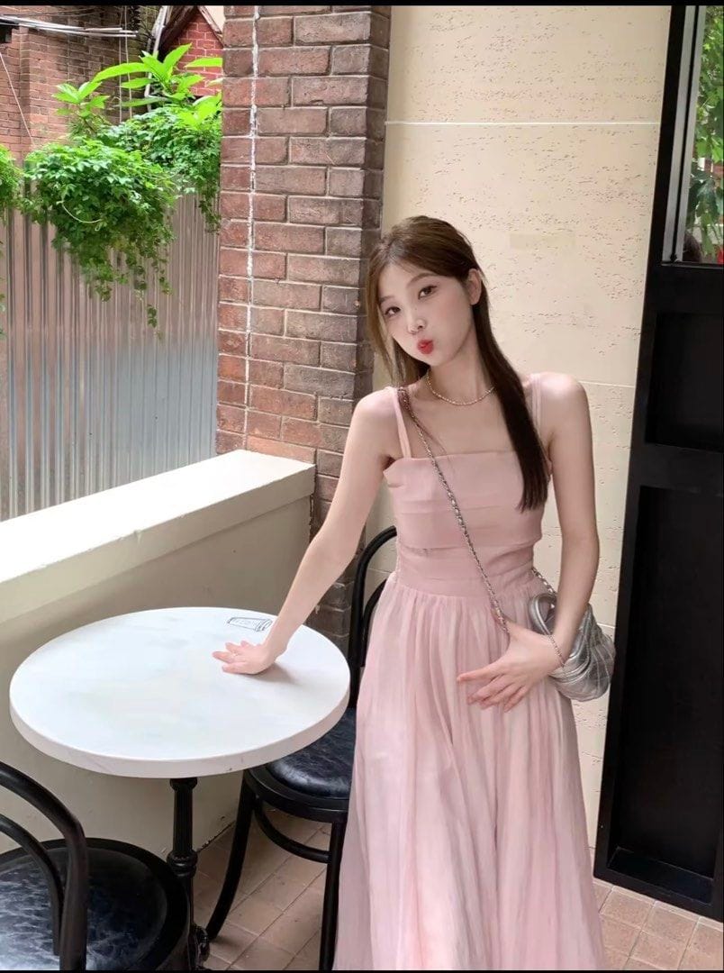 Soft pink fairy-core summer dress 👗✨