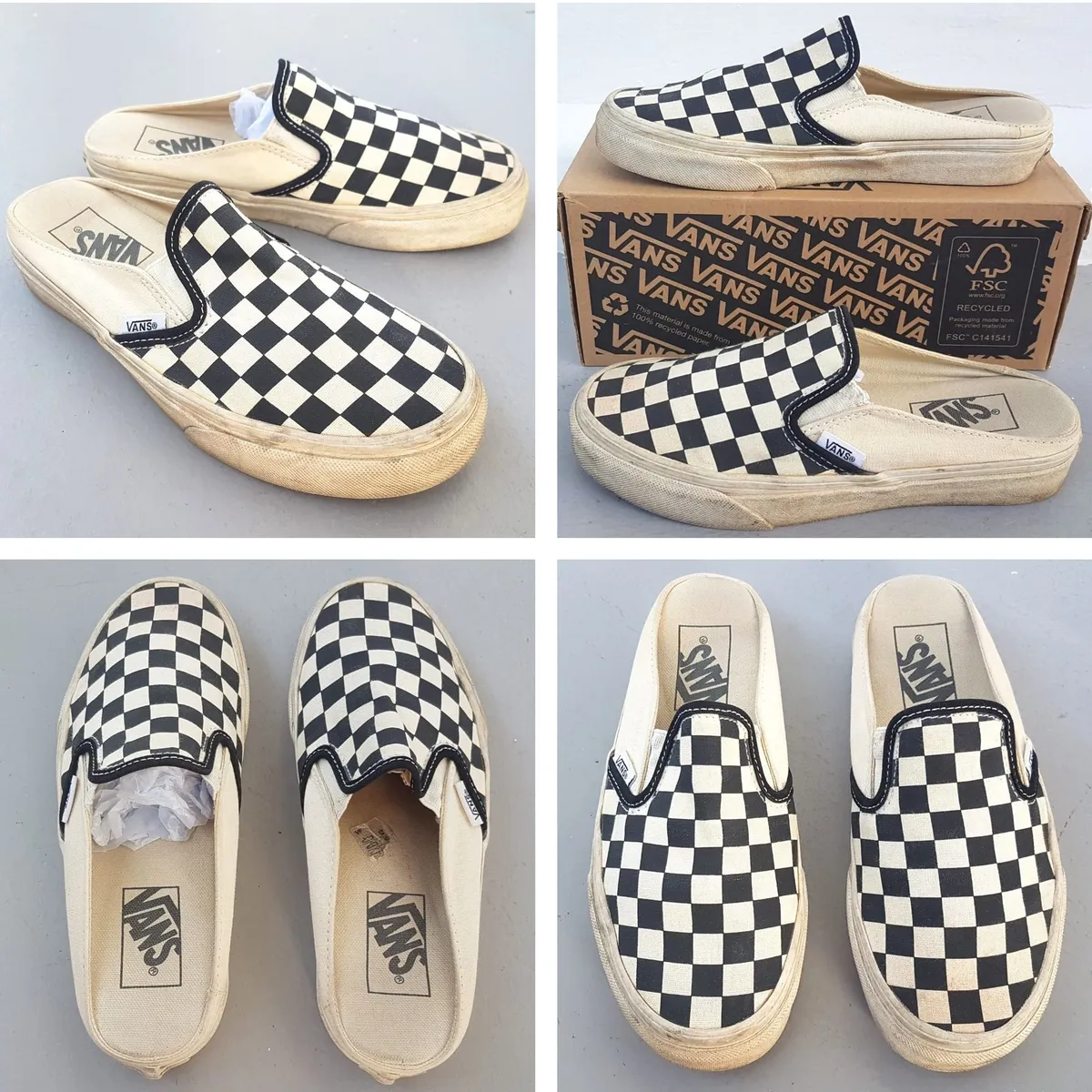 VANS Retro VANS Black & White Shoes, Cosmopolitan, Checkerboard Designer Sneakers, Classic Slip-On Mule, Cool Sliders, US 5.5, UK 3, EUR 35, CM 22, or US 4 Male, Old Skool, OFF THE WALL, Pop Culture, Hip Hop, Rock Star, Cult Street Fashion, Everyday Shoes