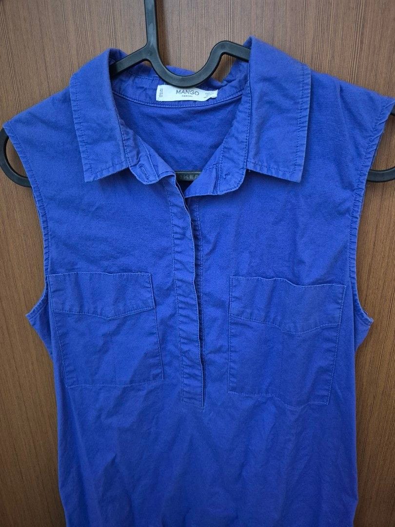 Mango Mango Sleeveless Blue Shirt Dress - XS - Photo 2