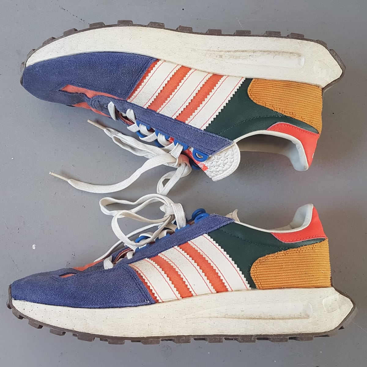 Adidas Retro Adidas RETROPY E5 Racing Boost Sneakers, Multicolor Running Shoes, Cosmopolitan, Blue, White, Orange, US 9, UK 8.5, EU 42.5, JP 270, Sleek Design, Streetwise, Sophistication, Timeless Appeal, Pop Culture, Hip Hop, Rock Star, Urban Style - Photo 5