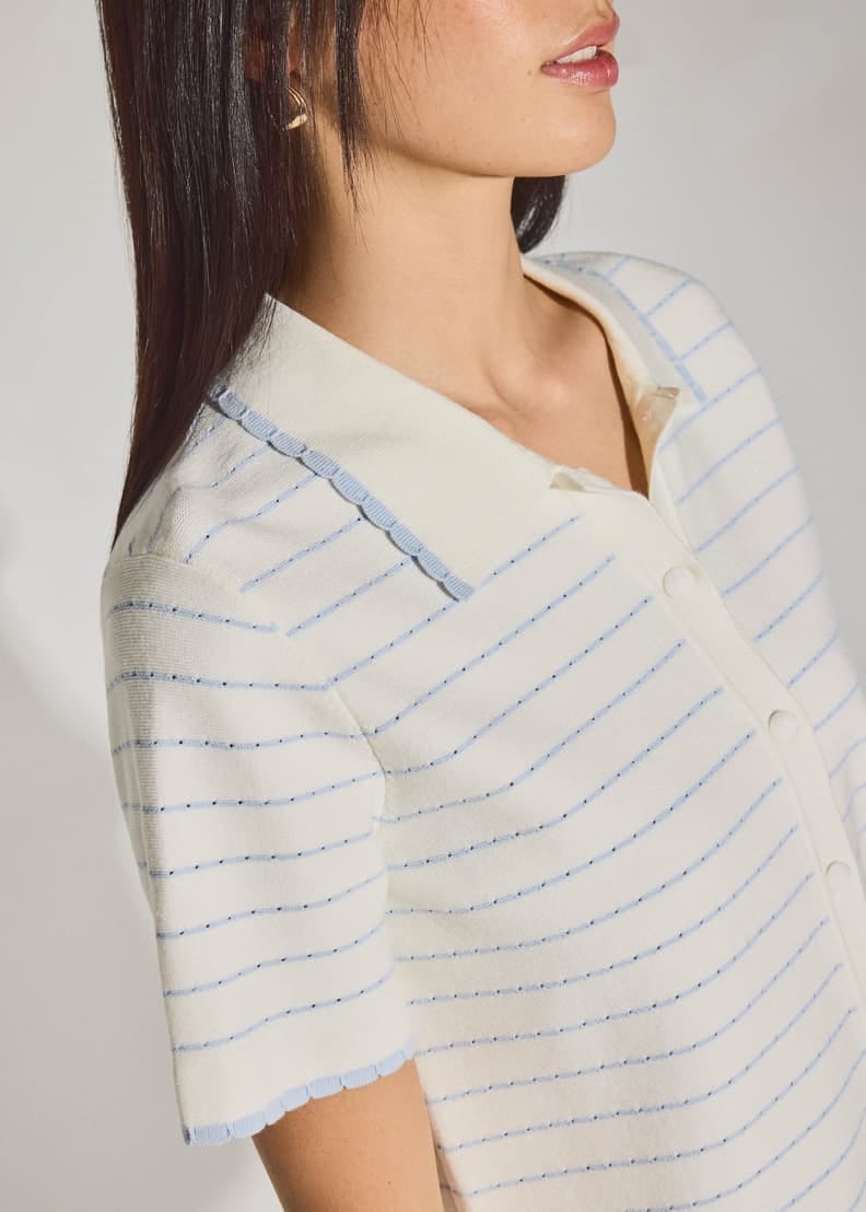 Love, Bonito Love Bonito Relaxed Striped Knit Collared Button Down Top - Photo 4