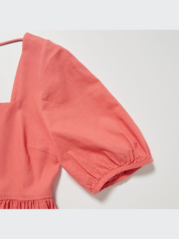 Uniqlo Uniqlo Linen Blend Volume Sleeve Shirring Dress - Black - Photo 4