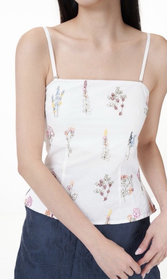 TCL Floral Embroidered Padded Top