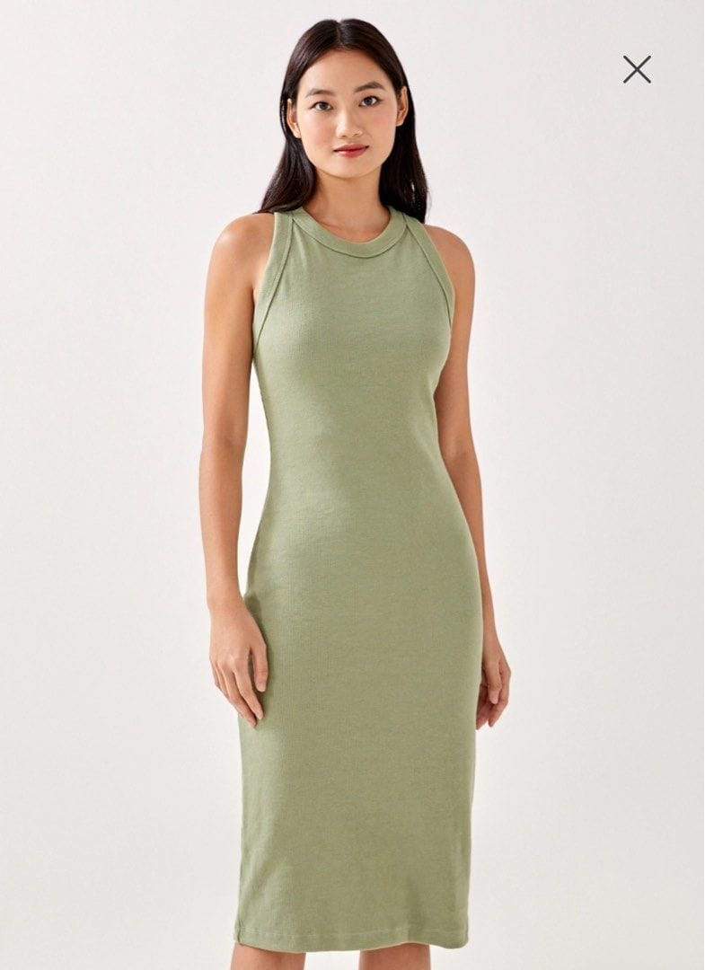 LoveBonito Ternia Ribbed Bodycon Dress In Sage in Size XS