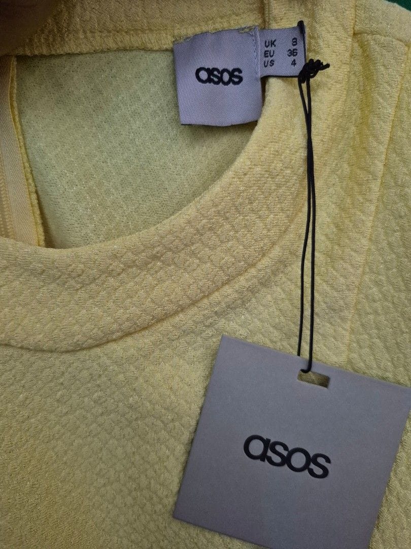 ASOS ASOS Yellow Textured Top with Pleated Hem - Photo 3