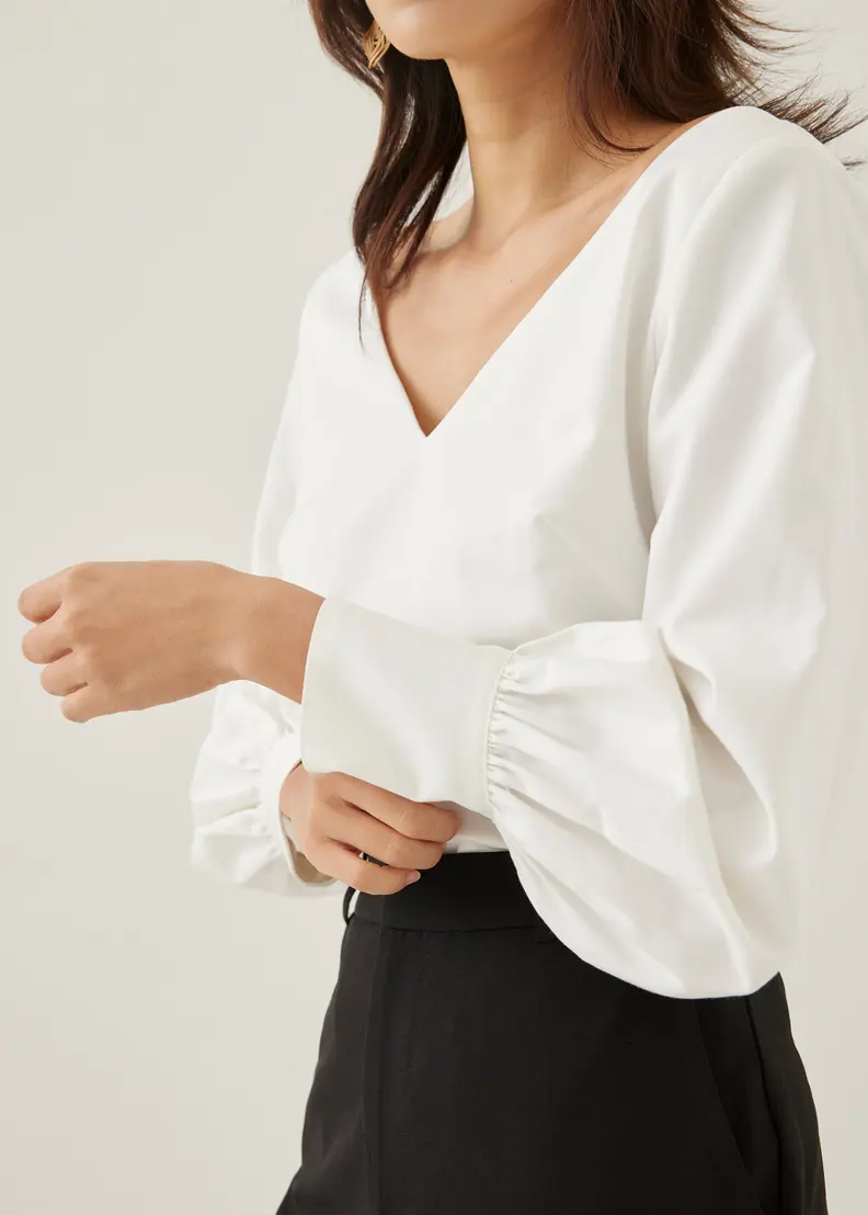 Love Bonito Jorea V Neck Puff Sleeve Blouse