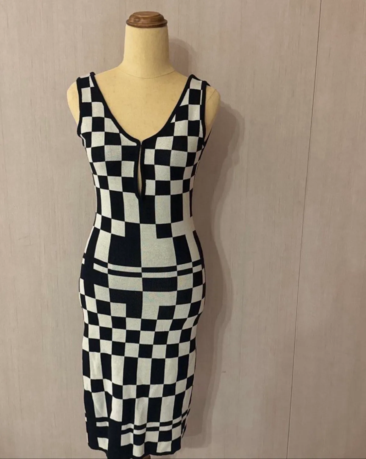 Checkerboard Knit Bodycon Sundress