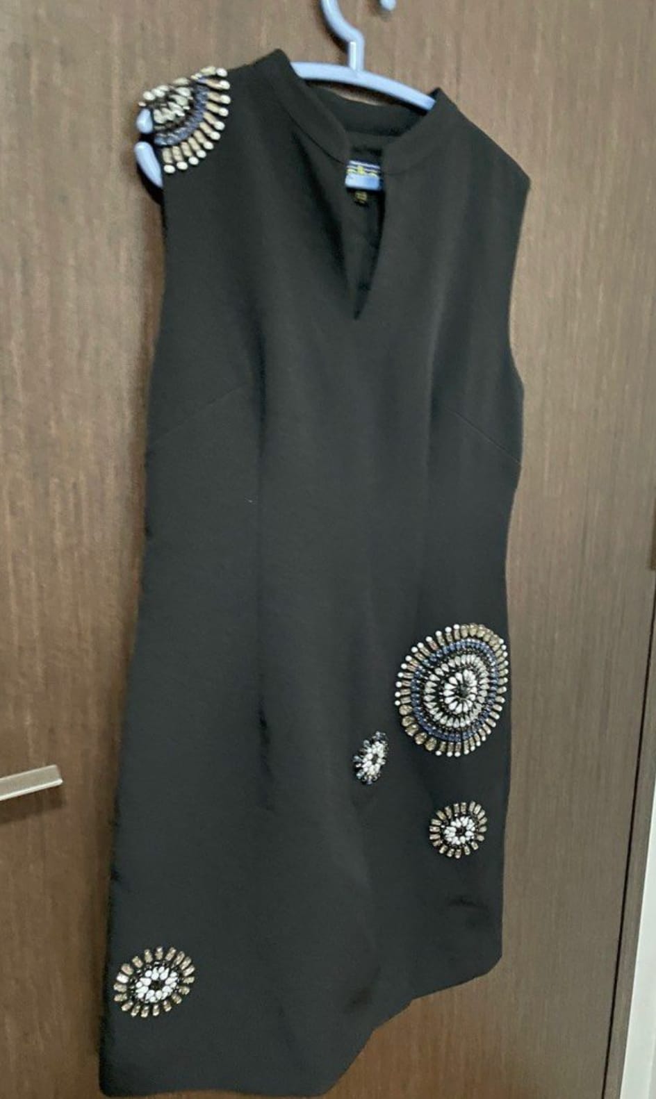 Chic Embellished Black Dress - Designer