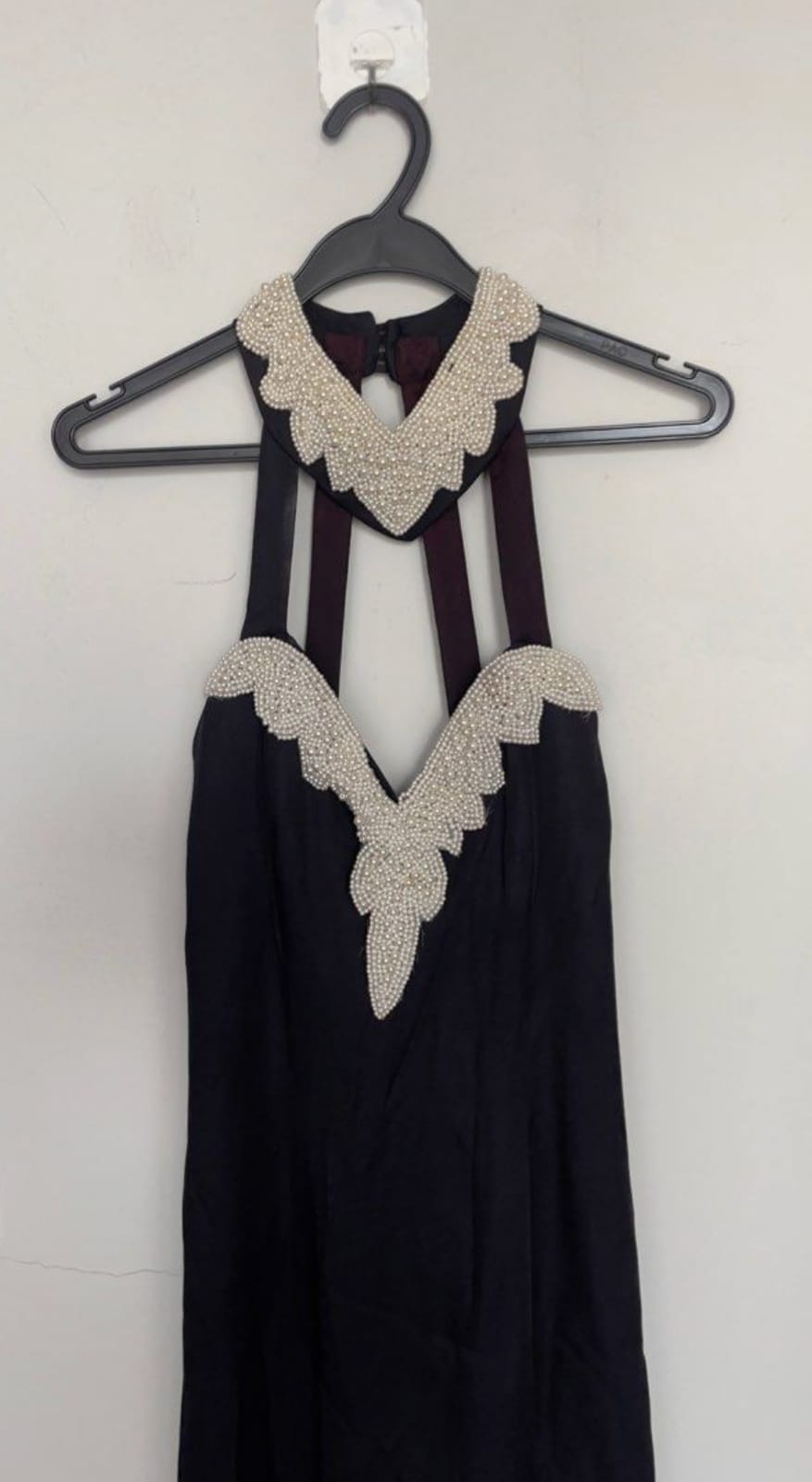 Chic Beaded Vintage Black Halter Dress