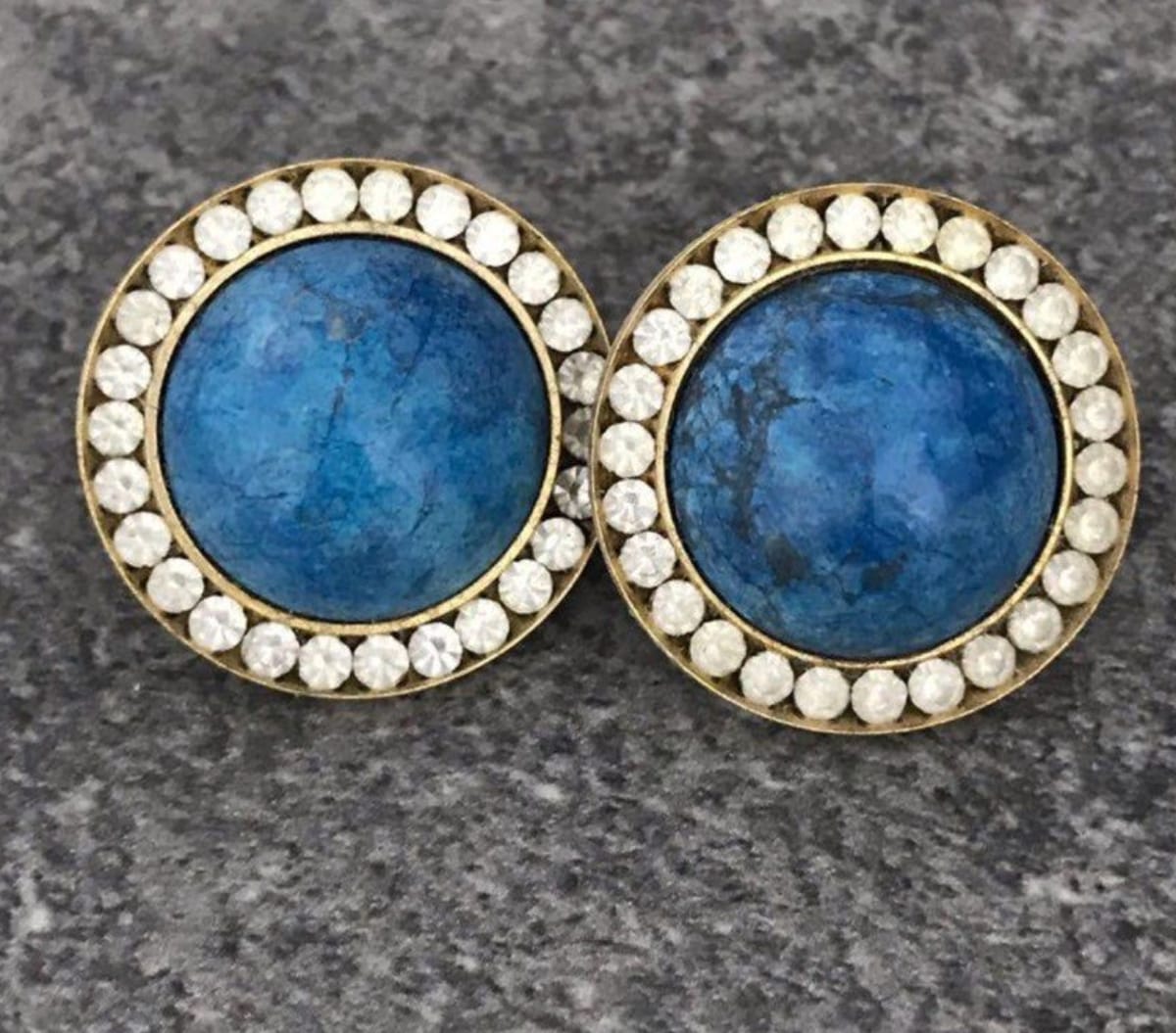Vintage Blue & Gold Statement Earrings