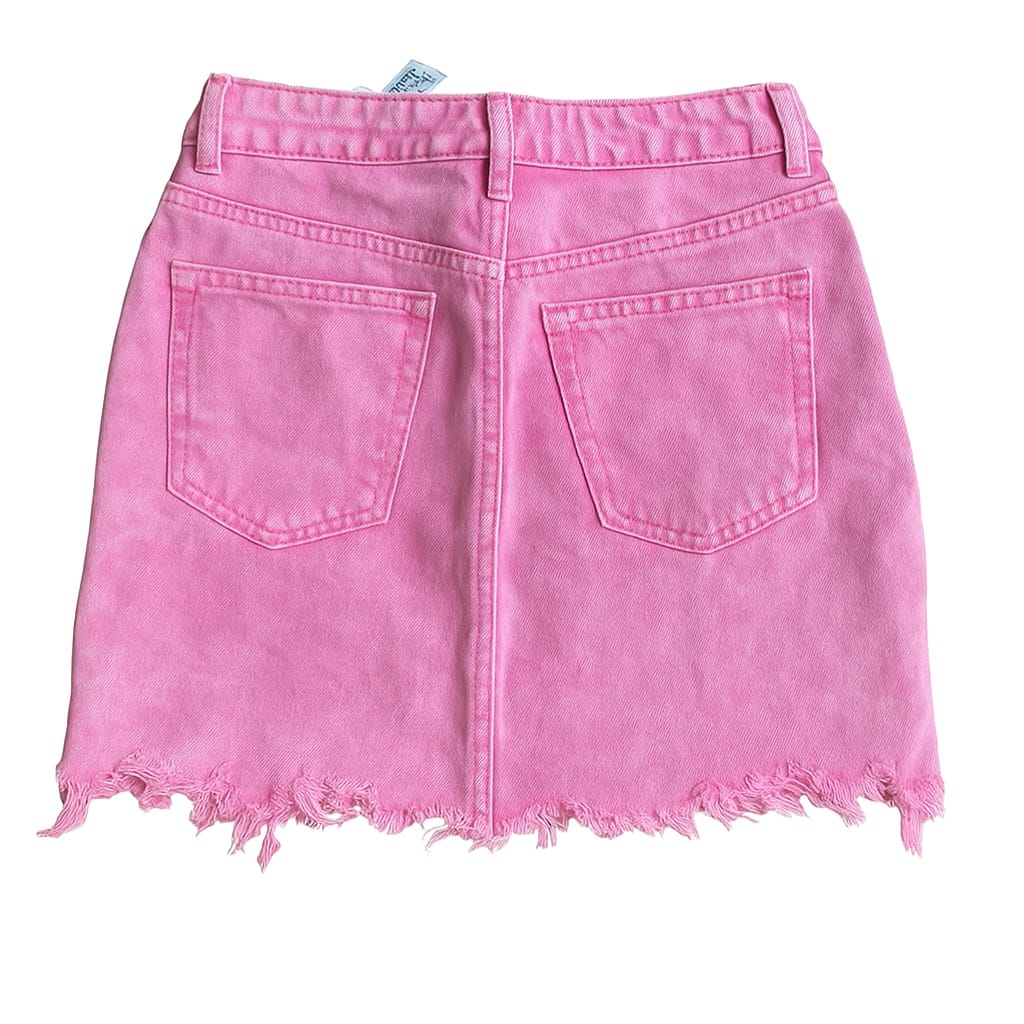 ZARA Pink Tie-Dyed / Acid Wash Distressed Denim Skirt (M) - Photo 2
