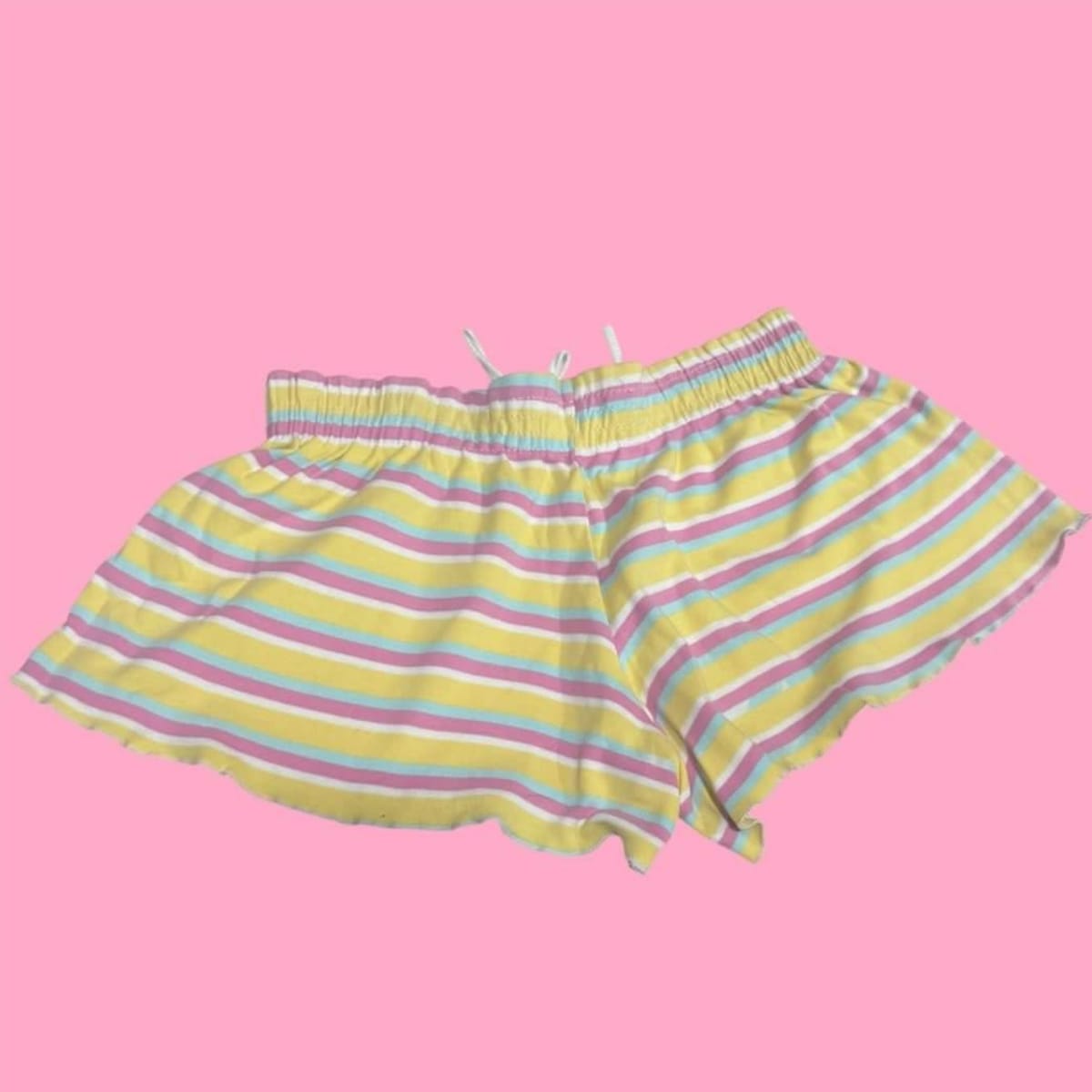P&J Y2K Striped Yellow & Pink Beachy Flare Shorts 🌈 - Photo 3