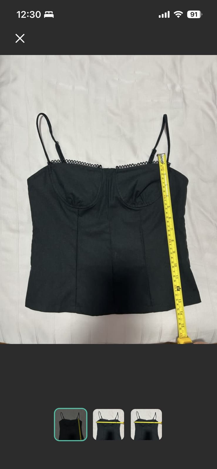 Black Corset Top with Adjustable Straps - Size M