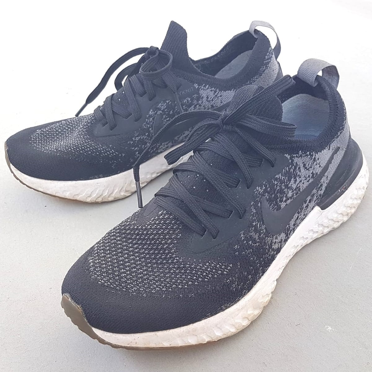 Nike Original NIKE Running Sneakers, EPIC REACT FLYKNIT 2 Model, Cool Black, Gray & White Shoes, Cosmopolitan, US 7.5, UK 6.5, EU 40.5, CM 25,5, Streetwise, Sophistication, Timeless Appeal, Pop Culture, Geek, Cult Street Fashion, Urban Style, Gym, Workout - Photo 2