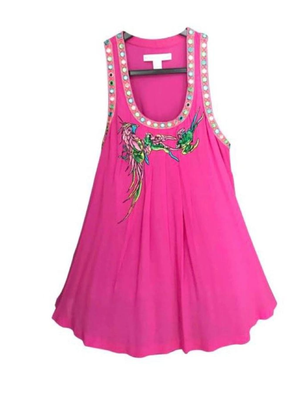 Vibrant Pink Embellished Tank Top