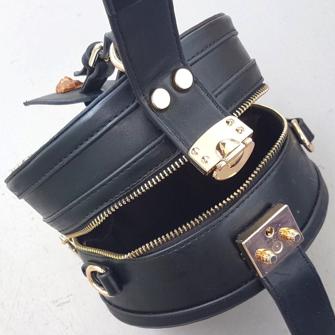 Chic Oval Crossbody Bag w/ Gold Studs & KENZO Tiger Logo - Photo 2