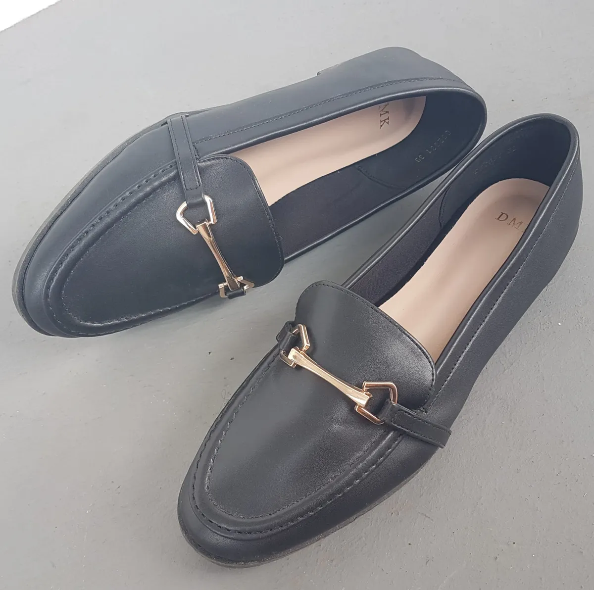 DMK Original DMK Enya Flat Loafers, Cosmopolitan, US 7, EUR 38, Cool Black Slip-on, Sliders, Work Shoes, Gold Ornamental Buckle, Sleek Designer Shoes, Comfortable, Sophistication, Pop Culture, Urban Style, Cult Street Fashion, Everyday Shoes, Timeless Appeal - Photo 3