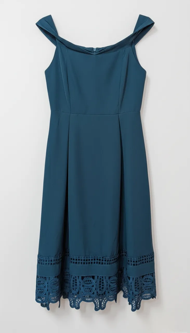 NA Emerald Green Off Shoulder Evening Long Midi Flare Dress - Photo 2
