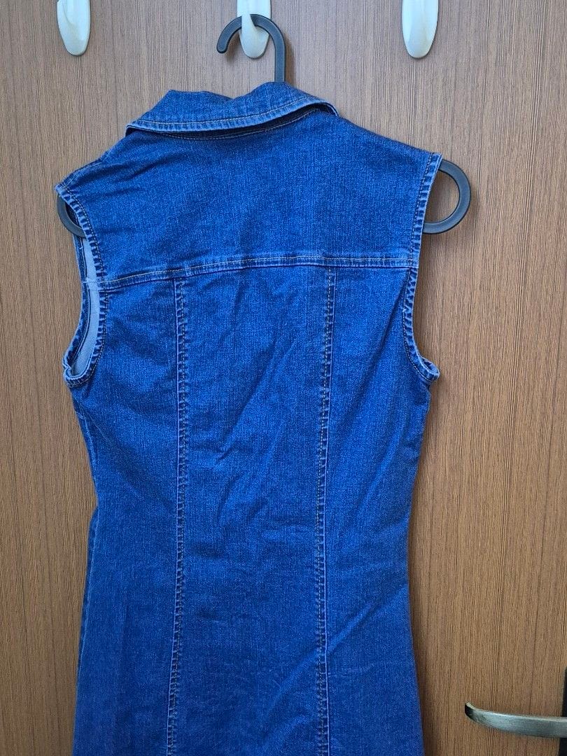 New Look Chic Sleeveless Button-Down Denim Dress - XS - Photo 3