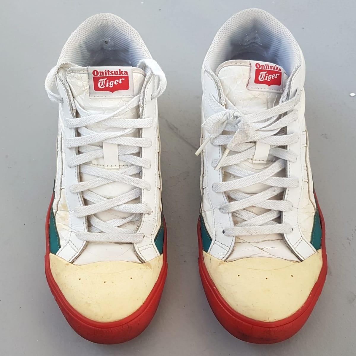 Onitsuka Tiger  Original Onitsuka Tiger Designer Sneakers, Size US 9.5, EU 43.5, CM 27.5, Cosmopolitan, JAPAN, Fabre BL-S Classic Ankle Top Shoes, White Leather Model, Red Sole, Sleek Design, Streetwise, Sophistication, Limited Edition, RETAIL $285, Roadster, Urban Style - Photo 7