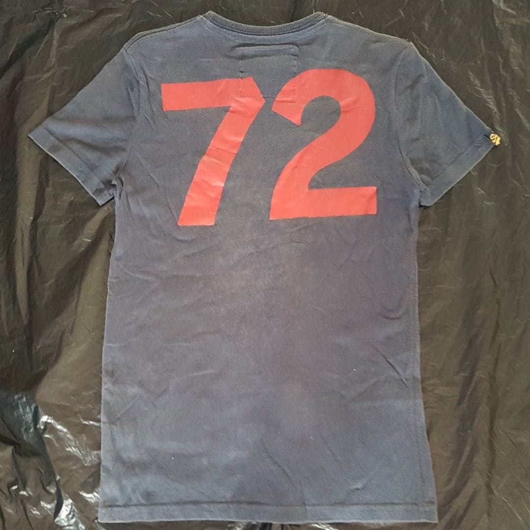 Superdry Retro SUPERDRY Designer T-Shirt, Limited Edition SUPERDRY, Vintage Goods, Reworked Classics, Cool Grey Tee, Original Superdry, LONDON, UK, Cosmopolitan, DRAGSTER Racing #1 Model, Number 72 at Back, Sophistication Streetwise, Pop Culture - Photo 4