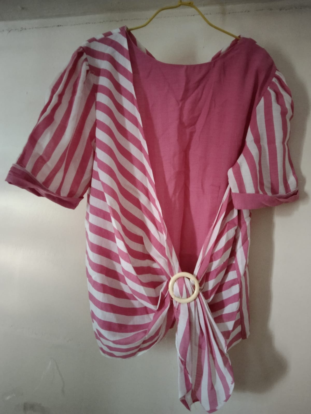 Pink Stripe Tie-front Blouse