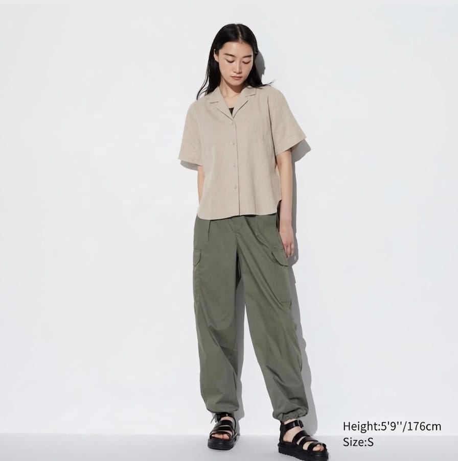 Uniqlo Linen Blend Short Sleeve Shirt - Beige