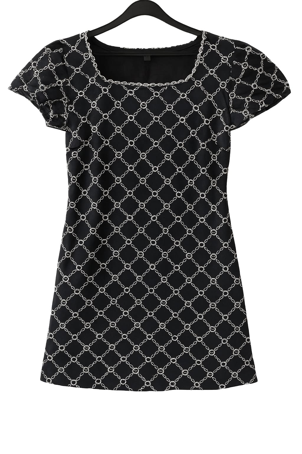 Unbranded Navy Puff Sleeved Dress With Pockets And White Heart Pattern (M)