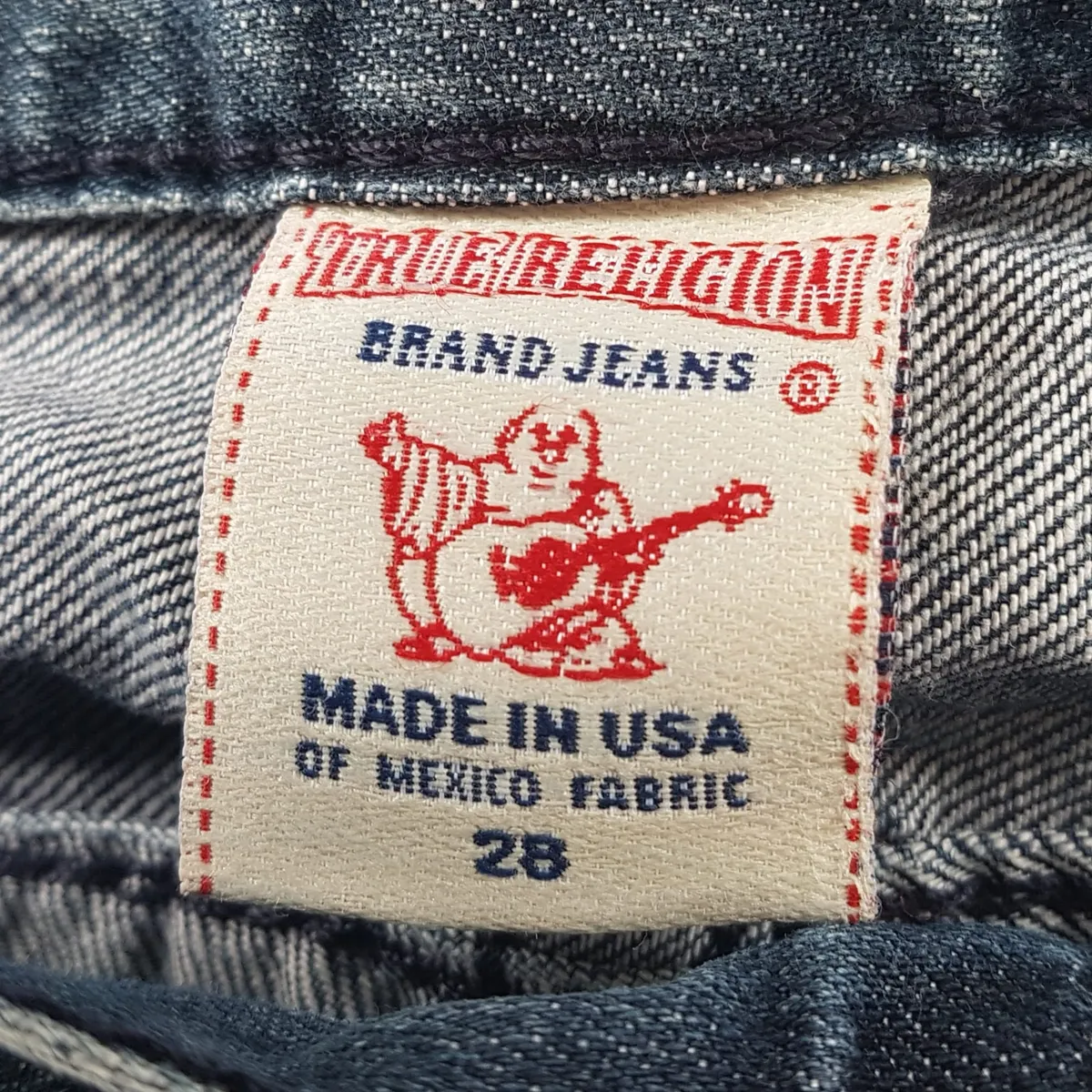 True Religion Vintage True Religion Denim Jeans, Retro Laughing Buddha Denim Shorts, Made in USA, Original World Tour Model, Cool Size 28 Bottoms, Cosmopolitan, Sleek Designer Wear, Sophistication, Timeless Appeal, Pop Culture, Hip Hop, Rock Star, Cult Street Fashion - Photo 3