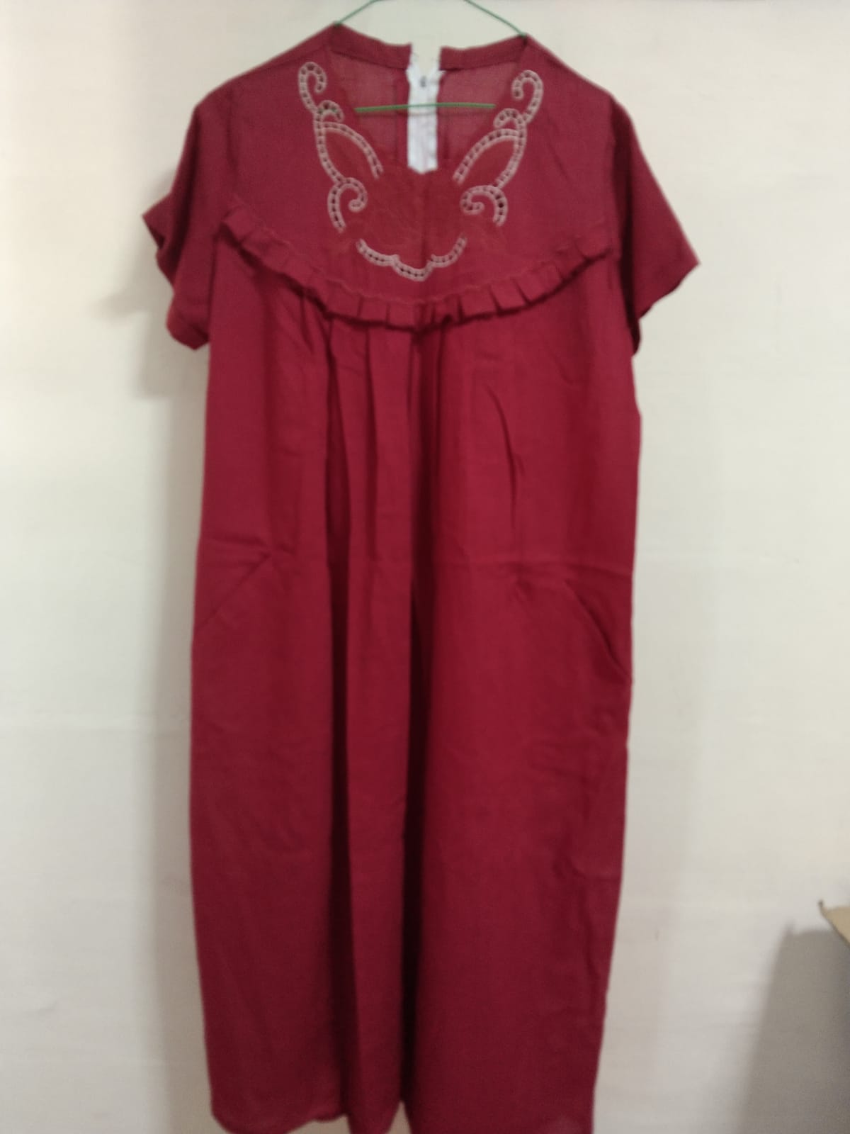 Ruby Red Embroidered Midi Dress