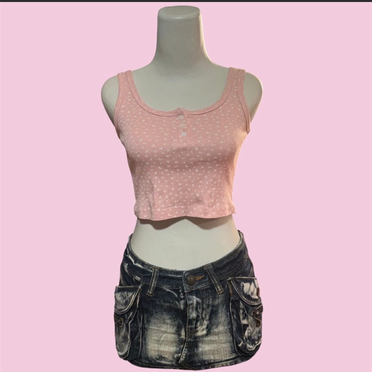 Cute Y2K Pink Floral Tank Top 🌸