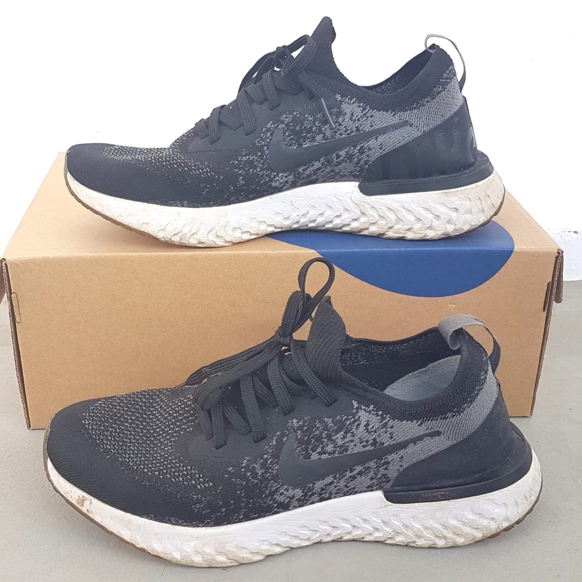 Nike Original NIKE Running Sneakers, EPIC REACT FLYKNIT 2 Model, Cool Black, Gray & White Shoes, Cosmopolitan, US 7.5, UK 6.5, EU 40.5, CM 25,5, Streetwise, Sophistication, Timeless Appeal, Pop Culture, Geek, Cult Street Fashion, Urban Style, Gym, Workout - Photo 6