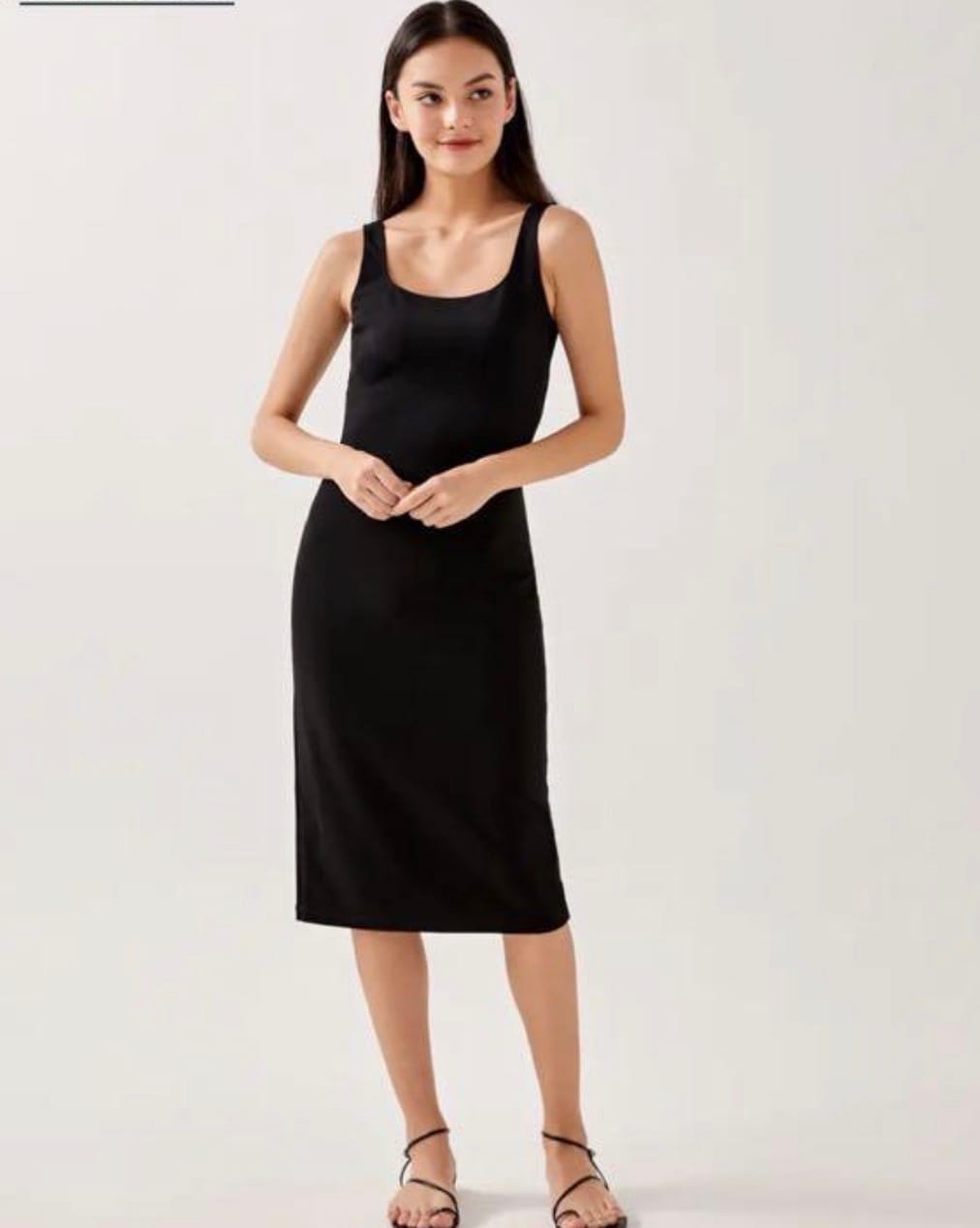 Love Bonito LB Black Square Neck Midi Dress