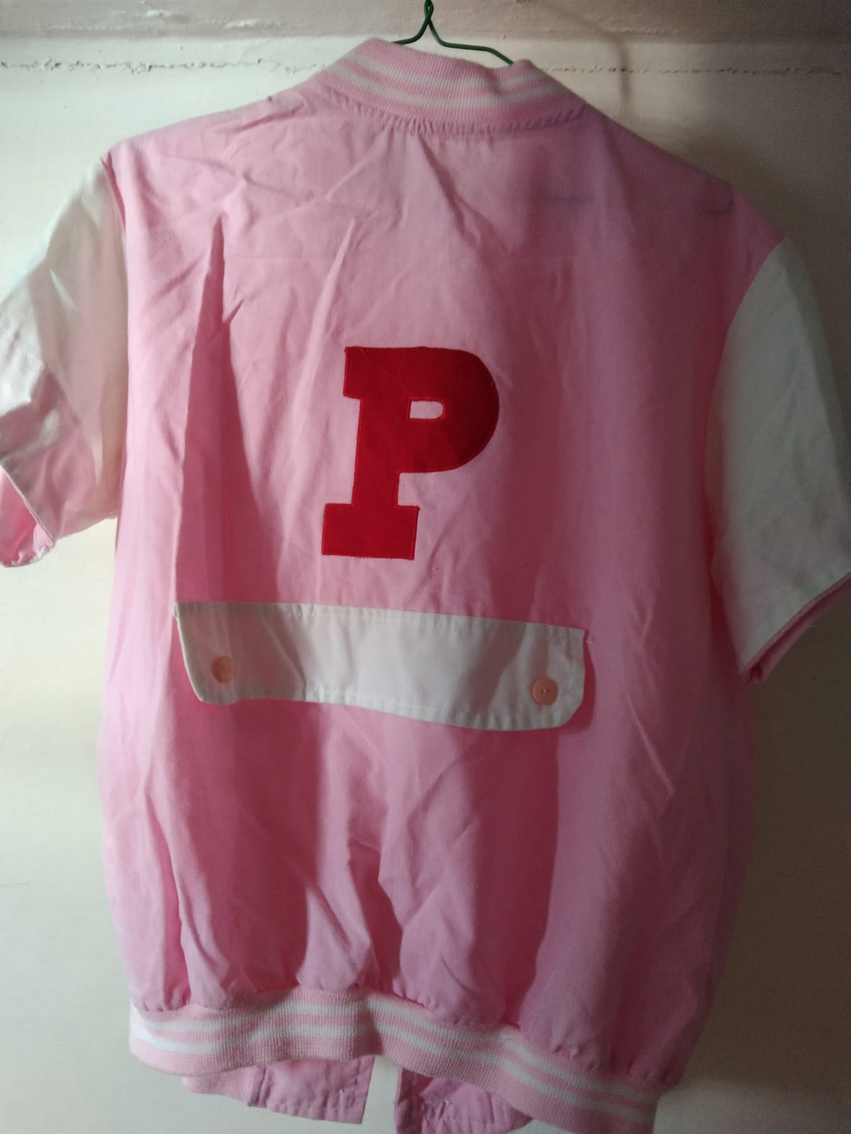 Pink Varsity Jacket with Bold 'P' Patch