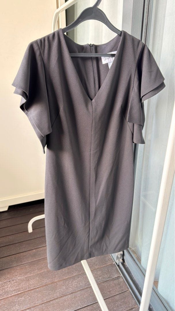 Sleek Charcoal V-Neck Dress