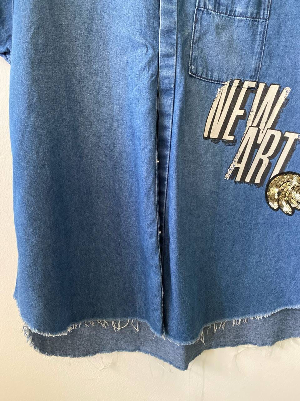 Zara ZARA Denim Short-Sleeved Button Down Jacket (M) - Photo 3